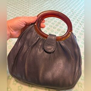1970’s navy leather handbag
